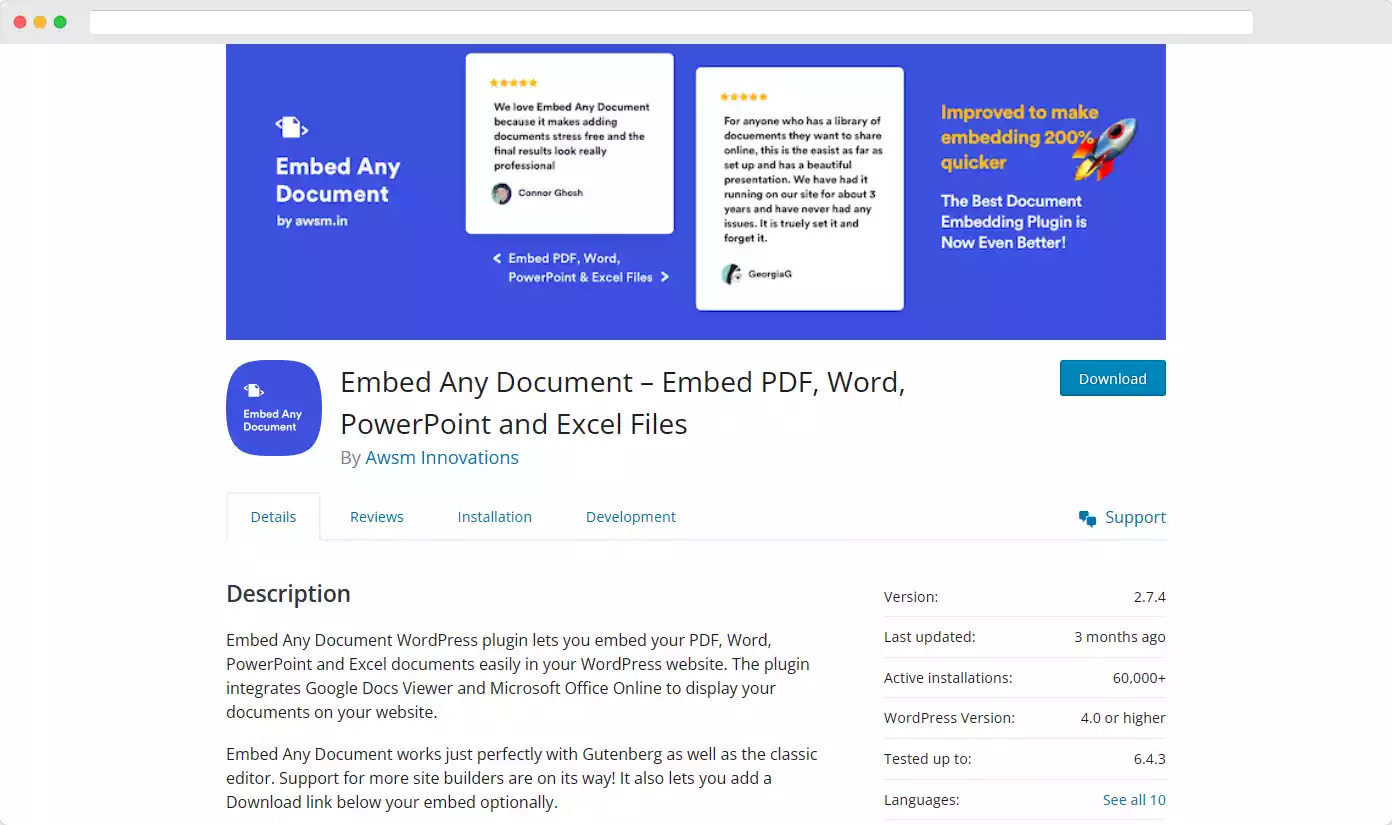 WordPress Embed Any Document